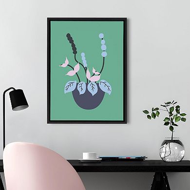 Sylvie Abstract Florals Green Framed Canvas by Queenbe Monyei