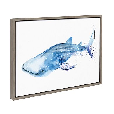 Sylvie Whale Shark Framed Canvas Art by Cathy Zhang