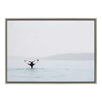 Sylvie Whale Tail In The Mist Framed Canvas by Amy Peterson Art Studio