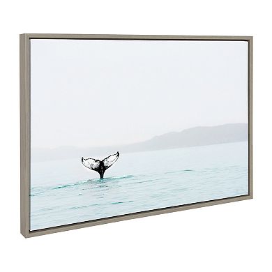 Sylvie Whale Tail In The Mist Framed Canvas by Amy Peterson Art Studio