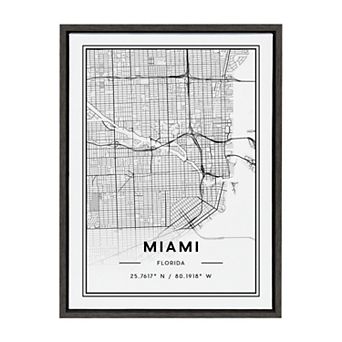 Sylvie Miami Modern Map Framed Canvas by Jake Goossen