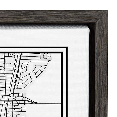 Sylvie Miami Modern Map Framed Canvas by Jake Goossen