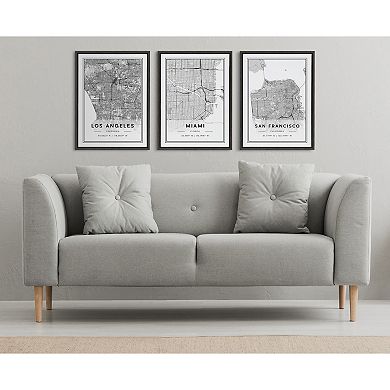 Sylvie Miami Modern Map Framed Canvas by Jake Goossen