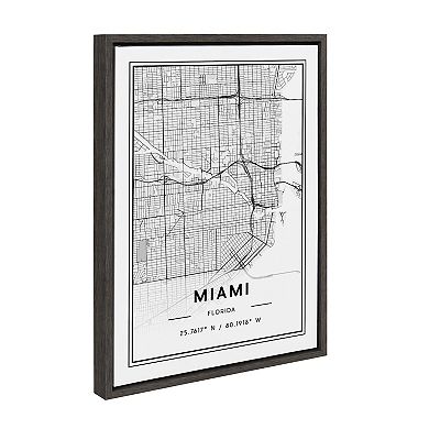 Sylvie Miami Modern Map Framed Canvas by Jake Goossen