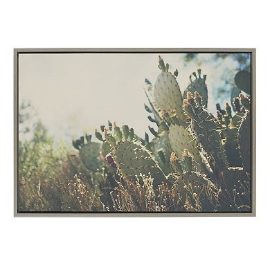 Sylvie A Desert Prickly Pear Cactus Framed Canvas by Laura Evans