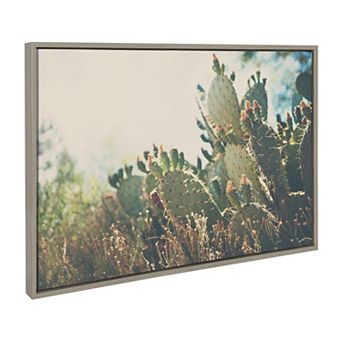 Sylvie A Desert Prickly Pear Cactus Framed Canvas by Laura Evans
