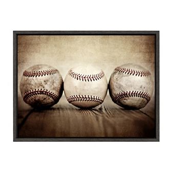 Sylvie Three Vintage Baseballs Framed Canvas by Shawn St. Peter