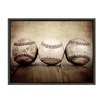 Sylvie Three Vintage Baseballs Framed Canvas by Shawn St. Peter