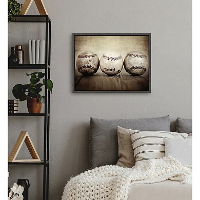 Sylvie Three Vintage Baseballs Framed Canvas by Shawn St. Peter