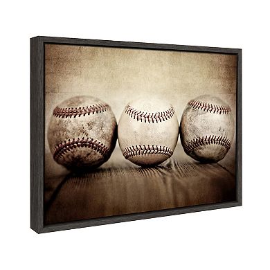 Sylvie Three Vintage Baseballs Framed Canvas by Shawn St. Peter