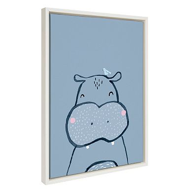 Sylvie Inky Hippo Framed Canvas by Lauradidthis