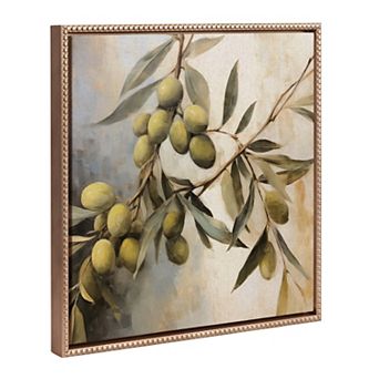 Sylvie Beaded Olive Tree Framed Canvas by The Creative Bunch Studio