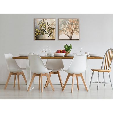 Sylvie Beaded Olive Tree Framed Canvas by The Creative Bunch Studio