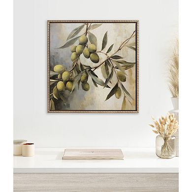 Sylvie Beaded Olive Tree Framed Canvas by The Creative Bunch Studio