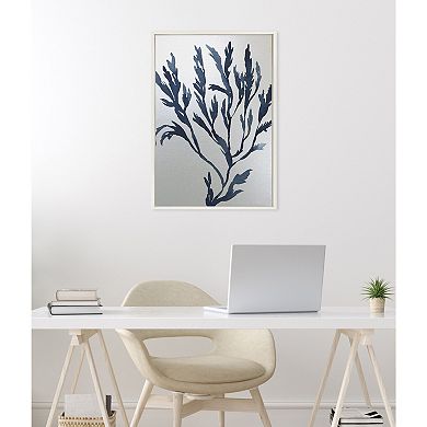 Sylvie Blue Ocean Coastal Nautical Coral Watercolor 1 Framed Canvas by The Creative Bunch Studio