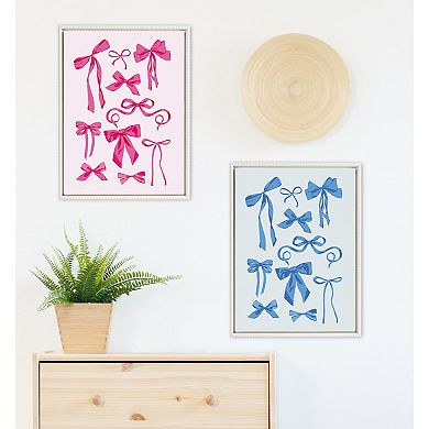 Sylvie Beaded Blue Bows Framed Canvas by Honey Island Studio