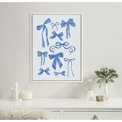 Sylvie Beaded Blue Bows Framed Canvas by Honey Island Studio