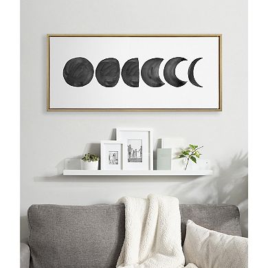 Sylvie Linear Moon Phases BW Framed Canvas by Teju Reval of SnazzyHues