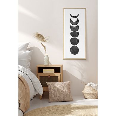 Sylvie Linear Moon Phases BW Framed Canvas by Teju Reval of SnazzyHues
