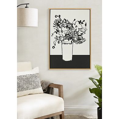Sylvie 1043 Black and White Vase Framed Canvas by Teju Reval of SnazzyHues