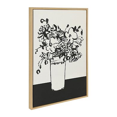 Sylvie 1043 Black and White Vase Framed Canvas by Teju Reval of SnazzyHues
