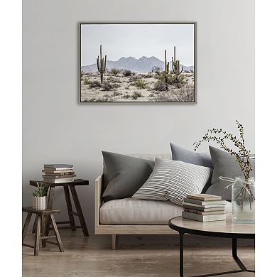 Sylvie Tall Saguaro Cacti Desert Mountain Framed Canvas by The Creative Bunch Studio
