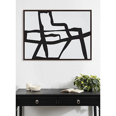 Sylvie Bold Sophisticated Abstract Black Stroke Framed Canvas by The Creative Bunch Studio