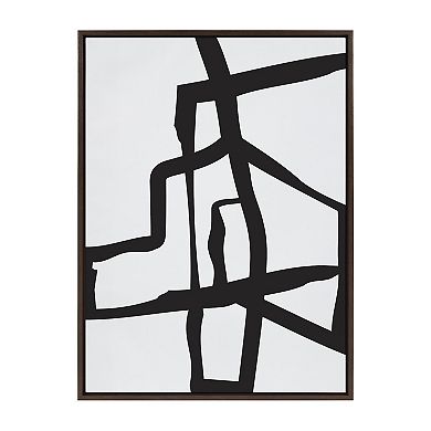 Sylvie Bold Sophisticated Abstract Black Stroke Framed Canvas by The Creative Bunch Studio