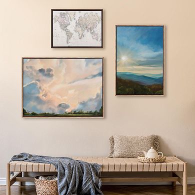 Sylvie Beaded Blue Ridge Sun Framed Canvas by Mary Sparrow