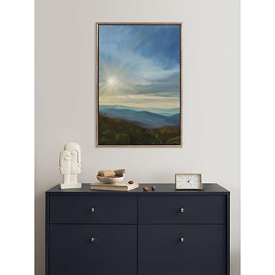 Sylvie Beaded Blue Ridge Sun Framed Canvas by Mary Sparrow
