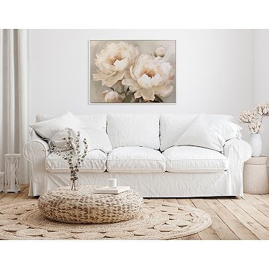 Sylvie Beaded Painterly Peonies Framed Canvas by The Creative Bunch Studio