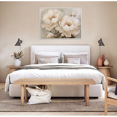Sylvie Beaded Painterly Peonies Framed Canvas by The Creative Bunch Studio
