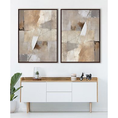 Sylvie Contemporary Neutral Textured Abstract Framed Canvas by The Creative Bunch Studio