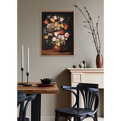 Sylvie Bouquet of Flowers in an Earthenware Vase Framed Canvas by The Art Institute of Chicago