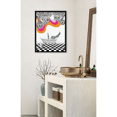 Sylvie Disco Bathtub Framed Canvas by Honey Island Studio