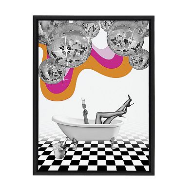 Sylvie Disco Bathtub Framed Canvas by Honey Island Studio