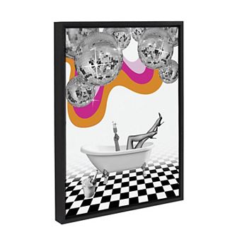 Sylvie Disco Bathtub Framed Canvas by Honey Island Studio