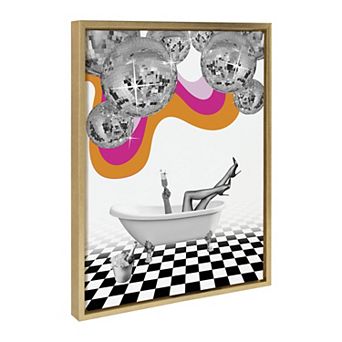 Sylvie Disco Bathtub Framed Canvas by Honey Island Studio