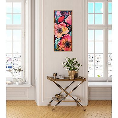 Sylvie Preppy Boho Aesthetic Colorful Floral Group Framed Canvas by The Creative Bunch Studio