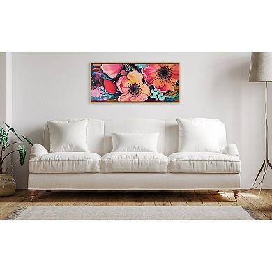 Sylvie Preppy Boho Aesthetic Colorful Floral Group Framed Canvas by The Creative Bunch Studio