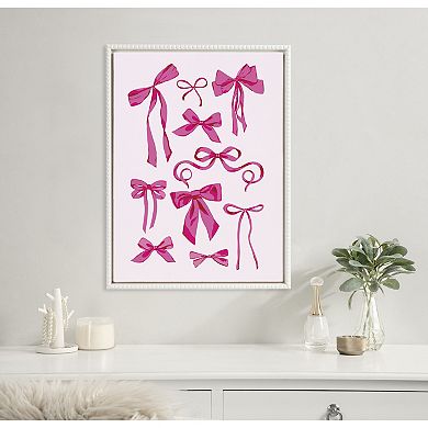 Sylvie Beaded Pink Bows Framed Canvas by Honey Island Studio