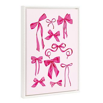 Sylvie Beaded Pink Bows Framed Canvas by Honey Island Studio