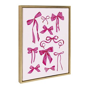 Sylvie Beaded Pink Bows Framed Canvas by Honey Island Studio