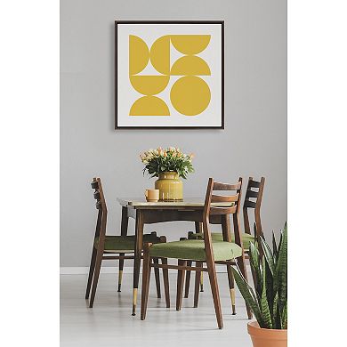 Sylvie Bold Vintage Geometric Sunshine Yellow Framed Canvas by The Creative Bunch Studio