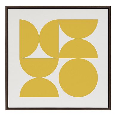 Sylvie Bold Vintage Geometric Sunshine Yellow Framed Canvas by The Creative Bunch Studio