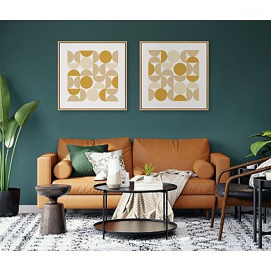 Sylvie Circles and Curves Earthy Neutral Framed Canvas by The Creative Bunch Studio