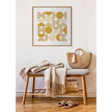 Sylvie Circles and Curves Earthy Neutral Framed Canvas by The Creative Bunch Studio