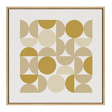 Sylvie Circles and Curves Earthy Neutral Framed Canvas by The Creative Bunch Studio