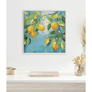 Sylvie Beaded Lemon Tree Framed Canvas by The Creative Bunch Studio