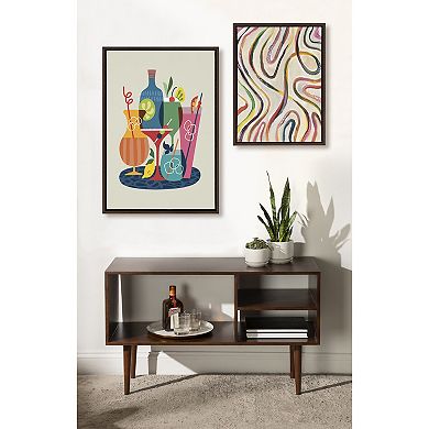Sylvie Mid Century Modern Cocktails Framed Canvas by Rachel Lee of My Dream Wall